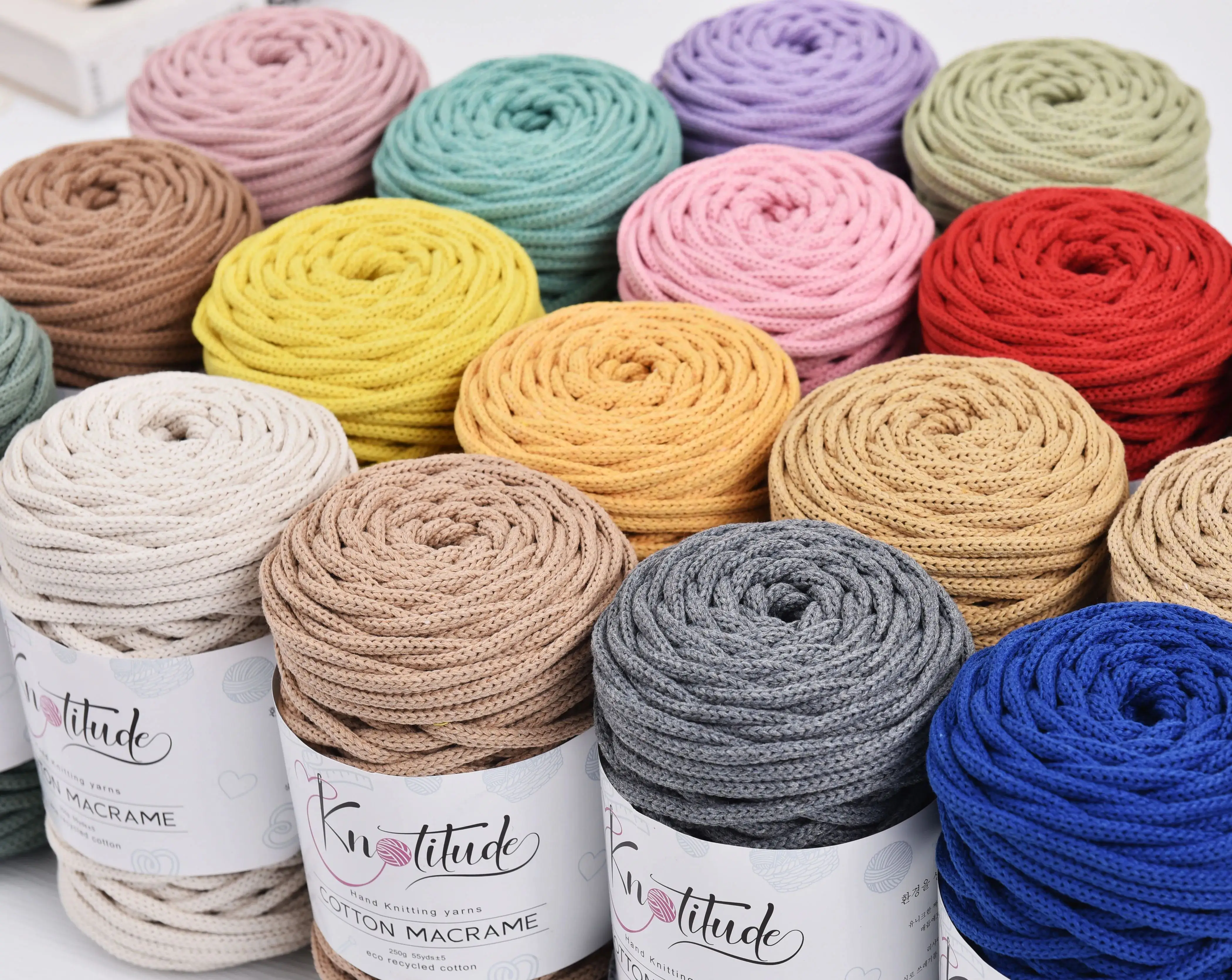 KNOTITUDE 4mm DIY Hand Knitting Recycled Cotton Cord Macrame Rope Crochet Yarn For Crochet & Knitting & Macrame 3