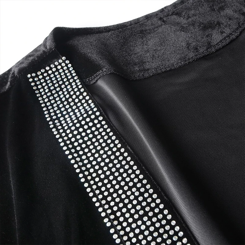 3 Piece Muslim Abaya Turkey Cardigan Rhinestones Cardigan Dress Black Middle East Arabian Robe Islamic Clothing for Women