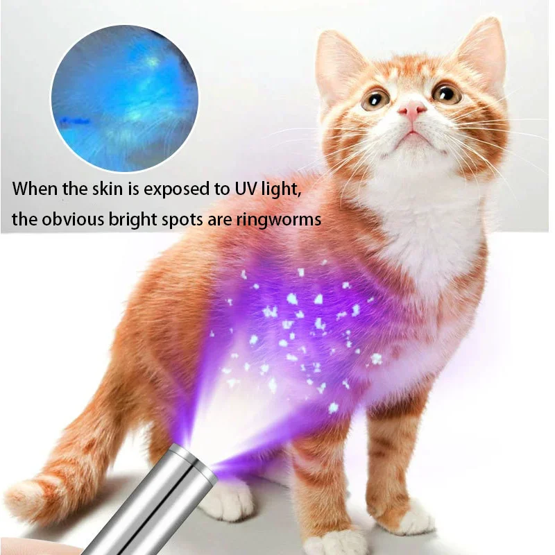 Wood's Lamp Portable Cat Moss Lamp， Accessories Light，Rechargeable Usb， Ringworm Detecto，UV Black Light for Pet Dog/Cat Care