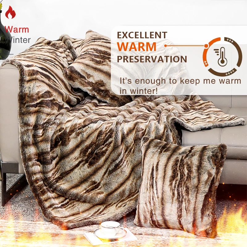 

Battilo Faux Fur Blanket Bed Plaid Throw Blanket Double Plush Blankets for Sofa Bedspread on the Bed Decorative Sofa Blanket