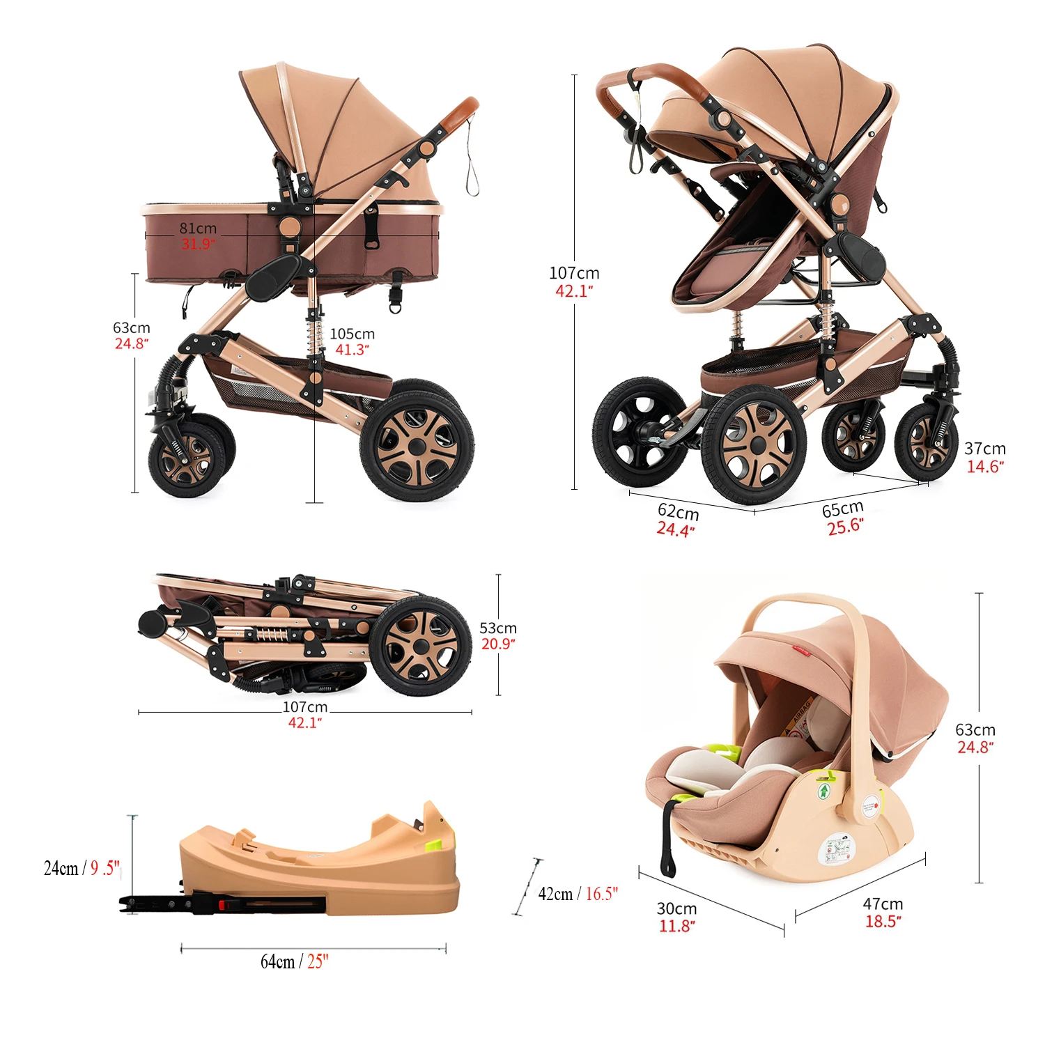 baby stroller 3 in 1 baby car light strollers Baby carriage stroller for the baby cribs Car Safety Seats For Child With Car Base 6