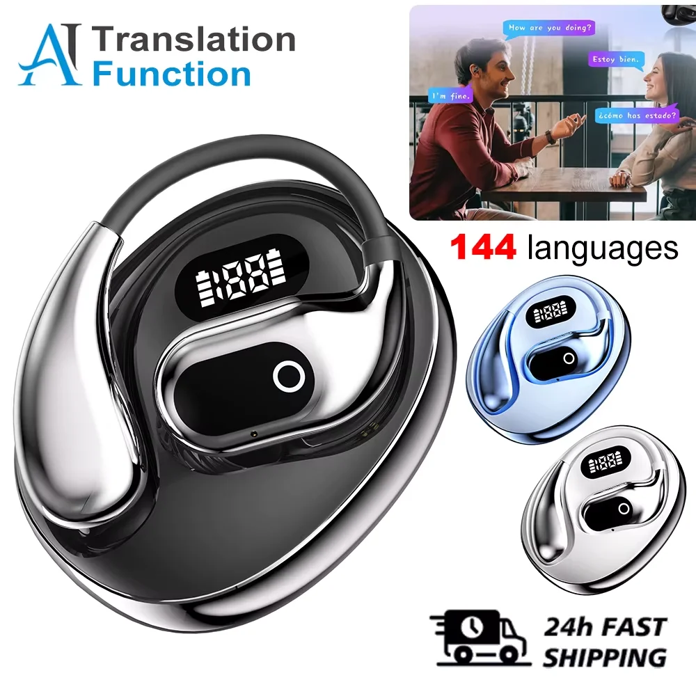 Voice Translator Language Translator Translator Earphones Ai Two-Way Real time Translators Earphone 144 Languages Wireless Bluetooth Smart Voice Translator Headphones For Travel Business