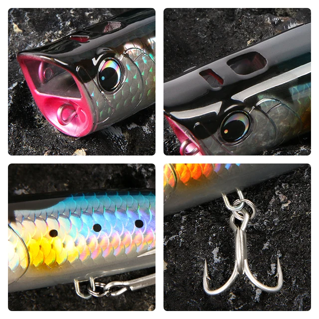 LETOYO Topwater Popper 8.5-30g floating Rock pop Artificial Hard Baits for Bass Perch Pike Fishing Lure 4