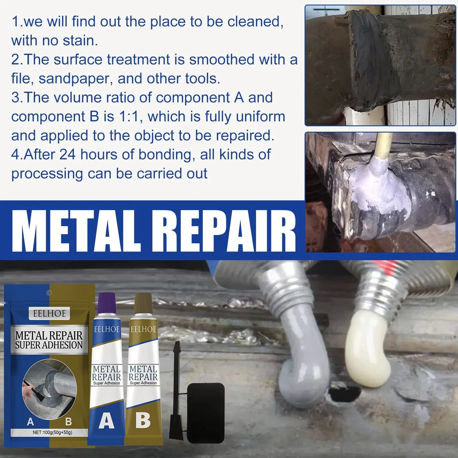 Metal Repair Glue High Temperature Resistant Waterproof