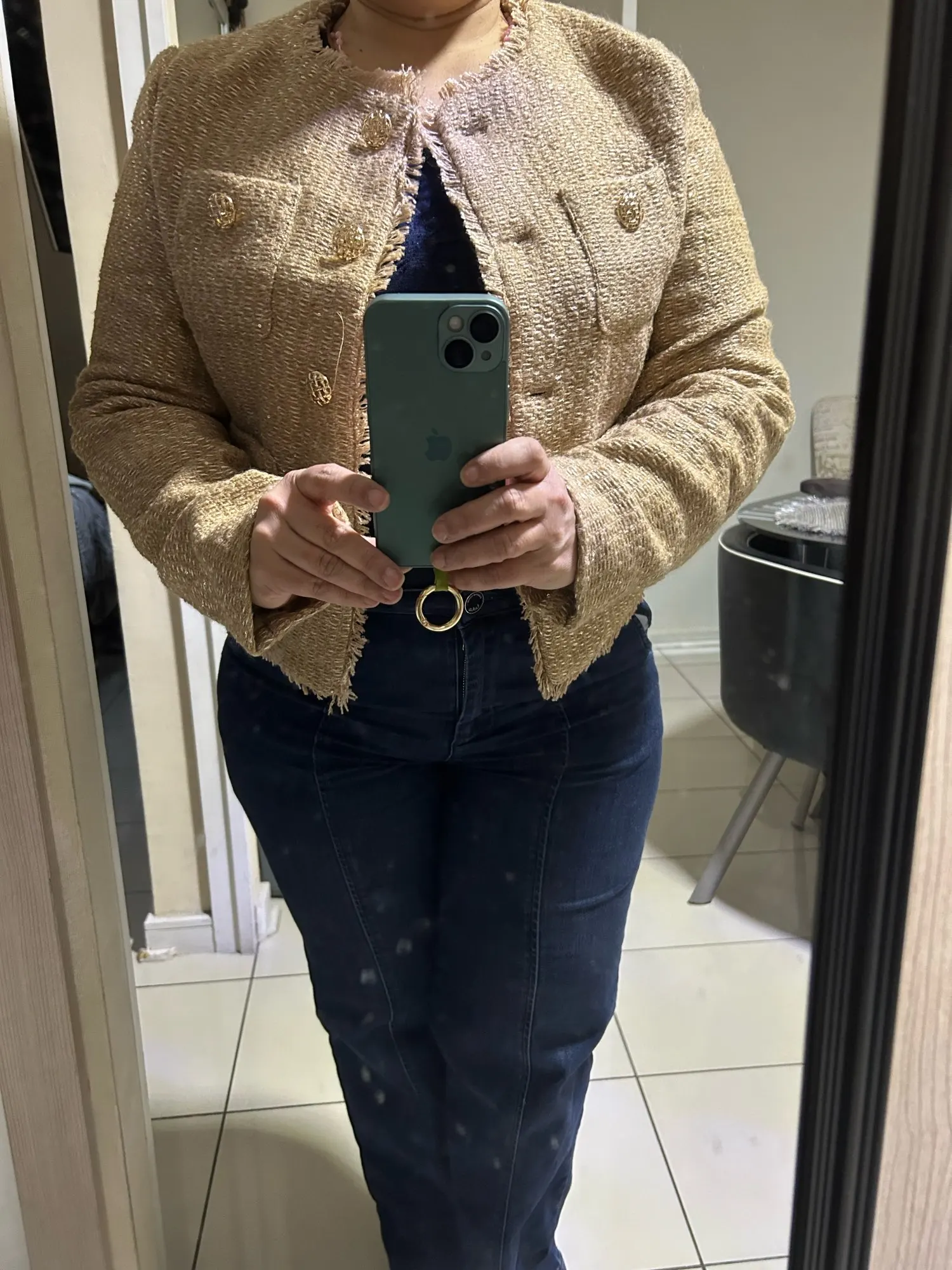 Chic Female Tweed Basic Jacket Coat Women Clothing Woolen Outerwear Long Sleeve Front Button Female Outerwear Chic Tops photo review