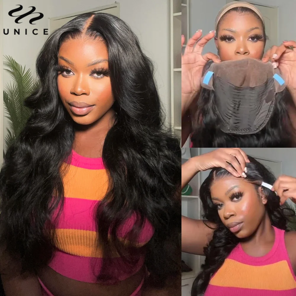 UNice Glueless 13x4 Frontal Wig Human Hair Body Wave Lace Front Wig Pre Cut Pre Bleached Pre Plucked Lace Wig Ready To Wear Go