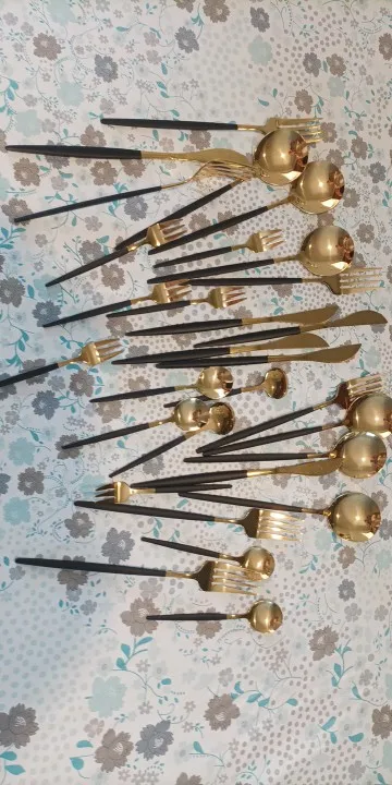 30pc Black Gold Cutlery Set - Knife/Fork/Spoon photo review
