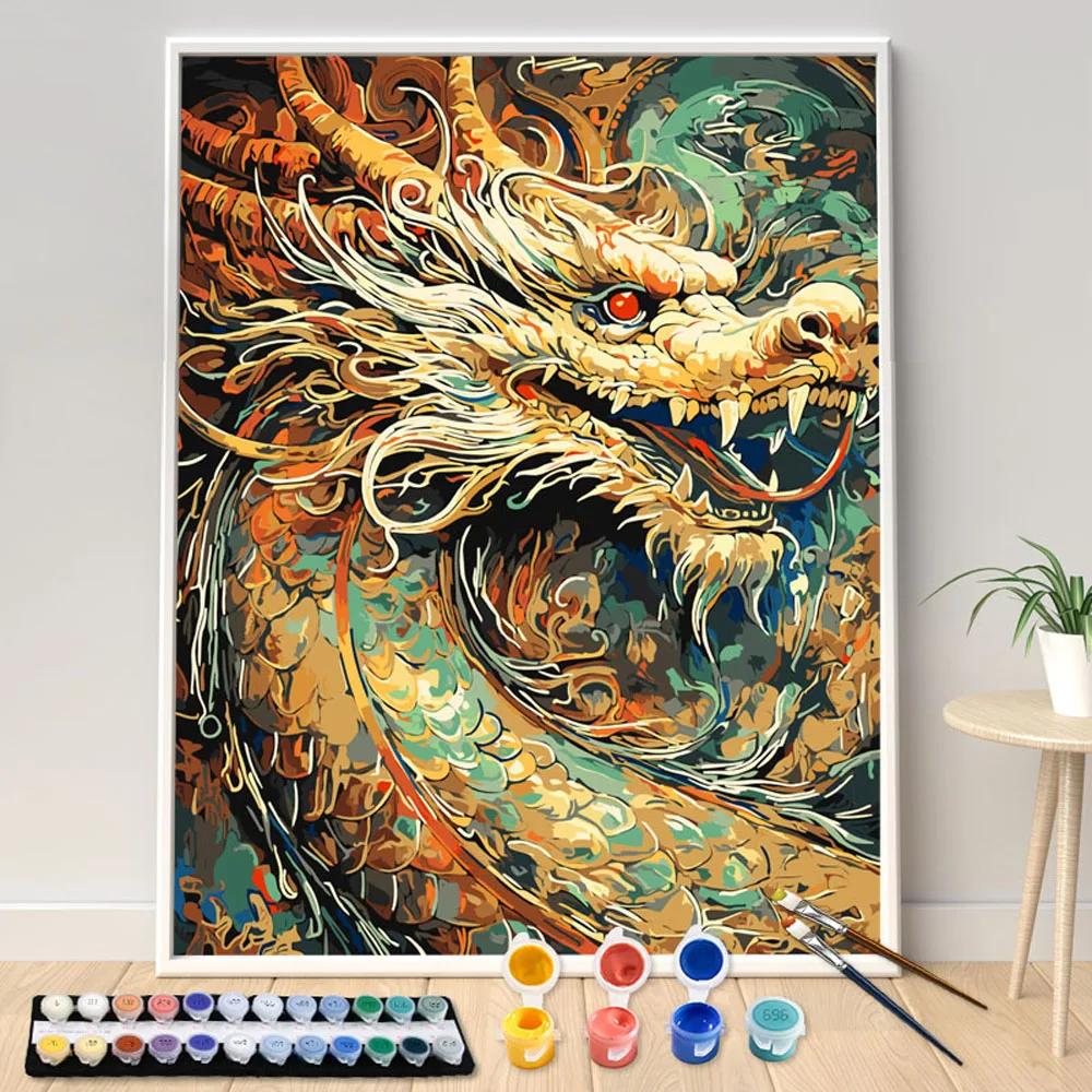 手描きの魔法のキャンバス,素晴らしい中国のドラゴンのアクリル絵の具