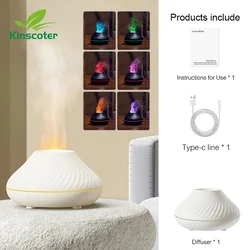 Kinscoter Volcanic Aroma Diffuser & Color Flame Humidifier Lamp (White)