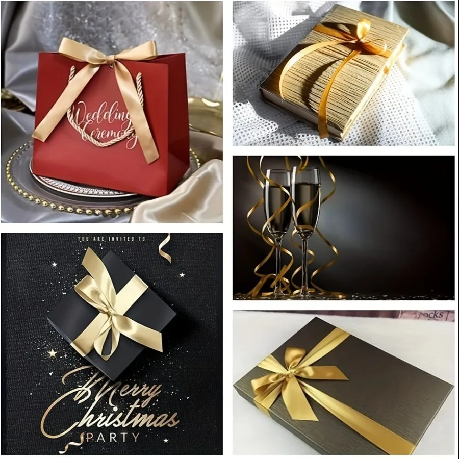 1 Piece Gold Ribbon Elegant Shiny Surface Treatment Suitable for Gift Packaging Wedding Decoration Bouquets Etc
