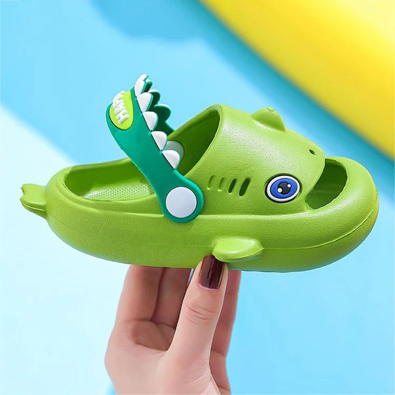 Kids Slippers Kids Sandals Cute Cartoon Megalodon Shark Slippers Waterproof Anti-slip Garden Shoes Boys And Girls Outdoor Casual Beach Sandals For Kids