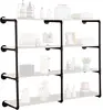 4-Tier Industrial Pipe Shelf, Wall-Mount Floating Design, Rustic Wood Shelves for Kitchen, Bedroom, or Bathroom Storage (Planks 1