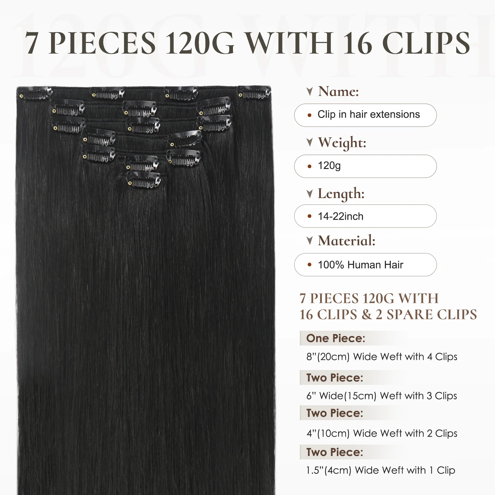 Good Quality Human Hair Extensions 14~24 Inches Clip in Hair Natural Wave Lace Clip in Extension