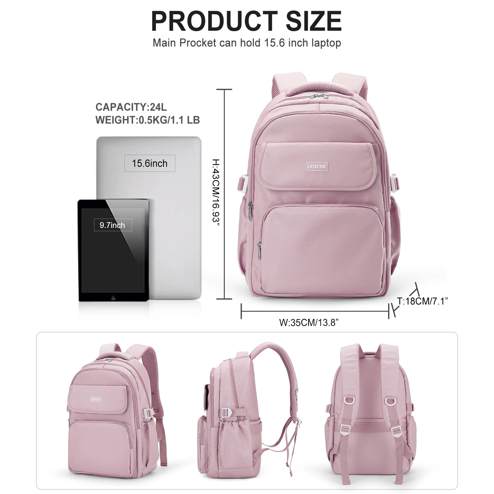 Backpack for Teen Girls Middle-School Primary Elementary Bookbags Lightweight Travel Casual Daypack Women 15Inch Laptop Backpack