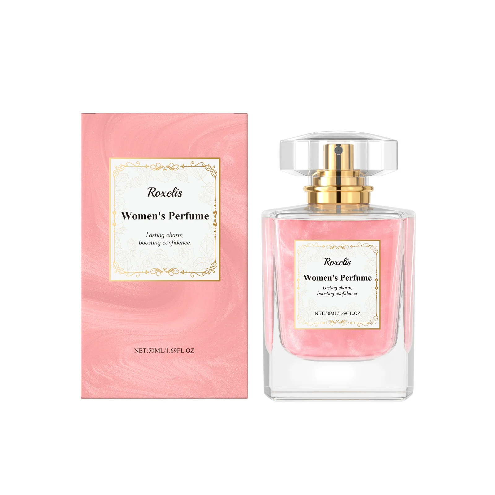 Profumo da donna alla rosa da 50 ml, fragranza floreale leggera, lunga durata, elegante e romantica, ideale per appuntamenti e per l'uso quotidiano. Profumo di lusso per donna._voghion.com