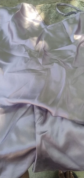 Satin Deep V Backless Lace Pajama Set - Summer Sleepwear photo review