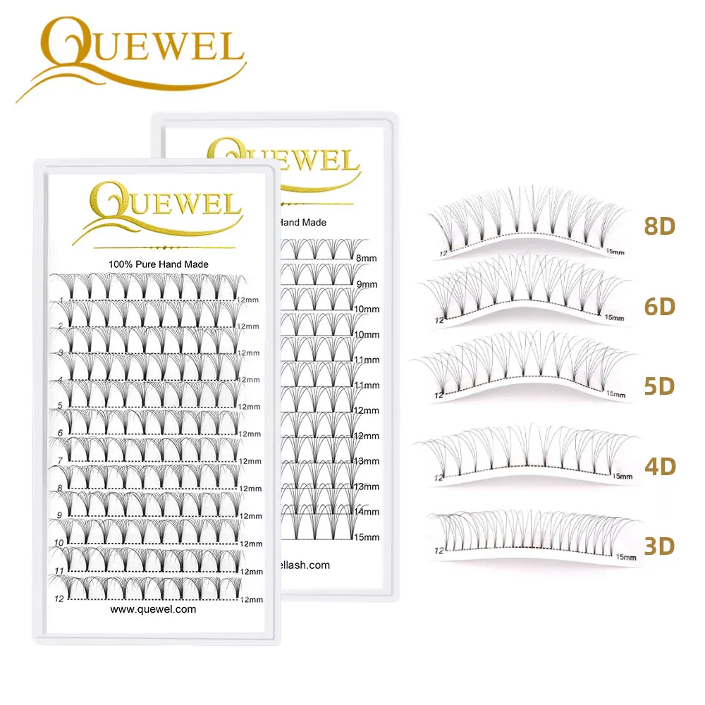 

Quewel Lashes Premade Volume Fans 3D 4D 5D 6D 8D Individual Lashes Pre Made Russian Volume Fan Eyelash Extension Faux Mink