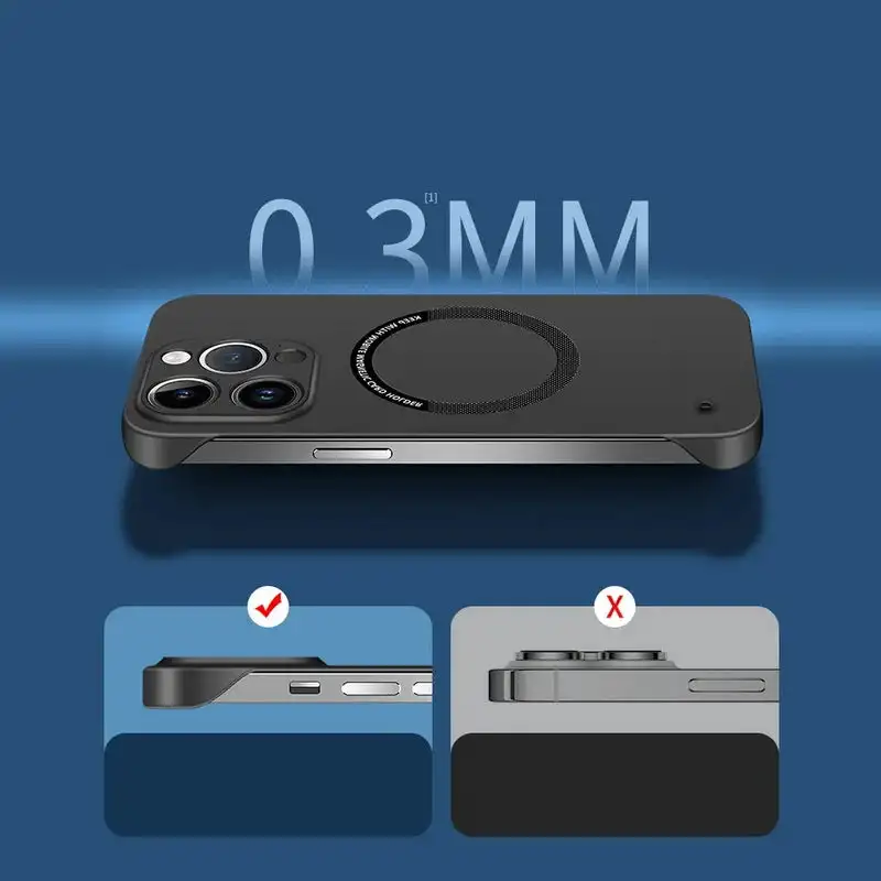 Frameless Matte Magnetic Wireless Charging Hard Case - Solid Color