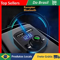 Carregador Transmissor para Carro Com Usb, X8, Fm, Mp3, Sem Fio, Rádio, Bluetooth, Acendedor, Veicular