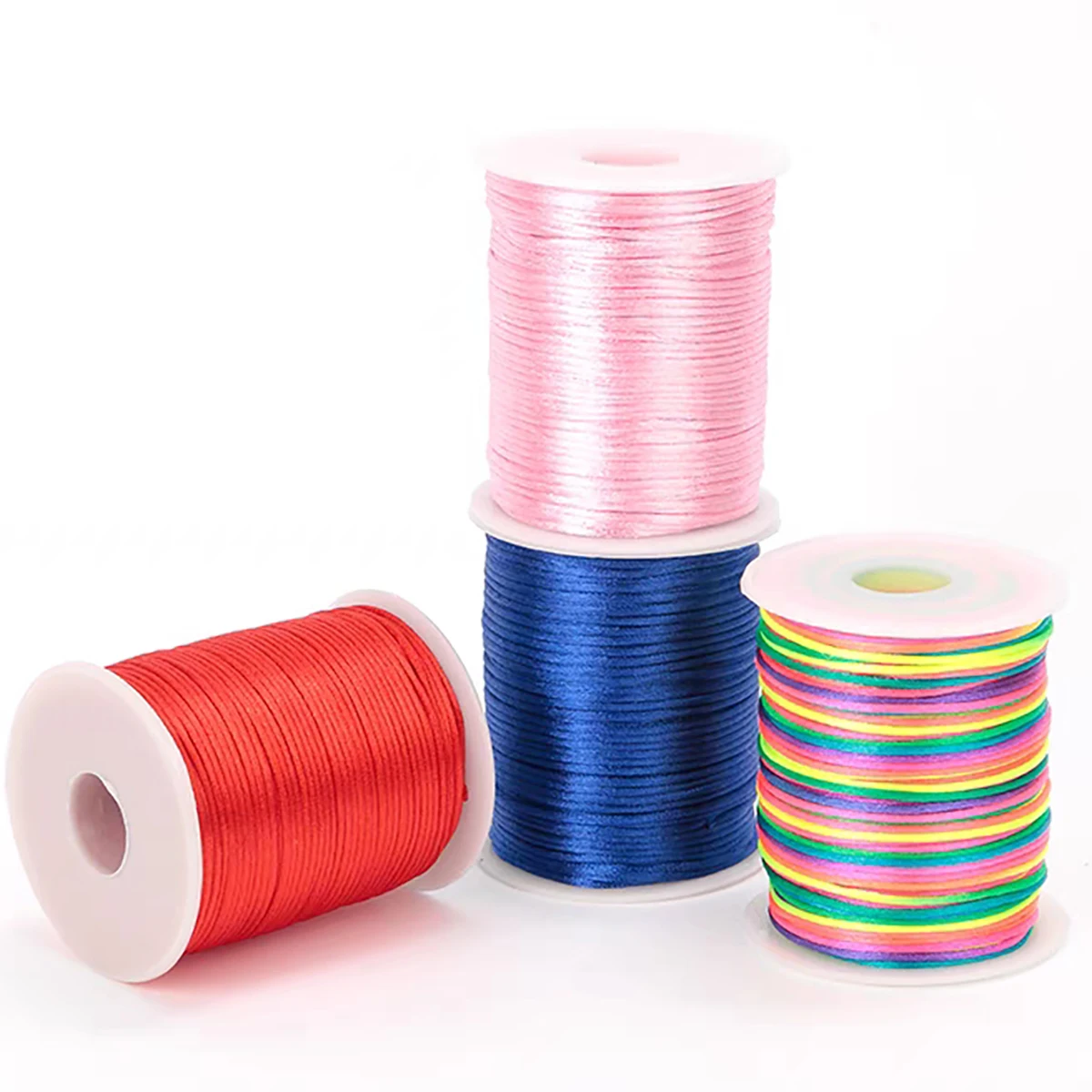 Nylon Cord 100m/Roll 2mm Nylon Line Cord Rat Tail Silk Forging Chinese Knot Thread Colorful Macrame Bracelet Braided Rope Jewelry Thread macrame cord nylon rope silk cord silk rope
