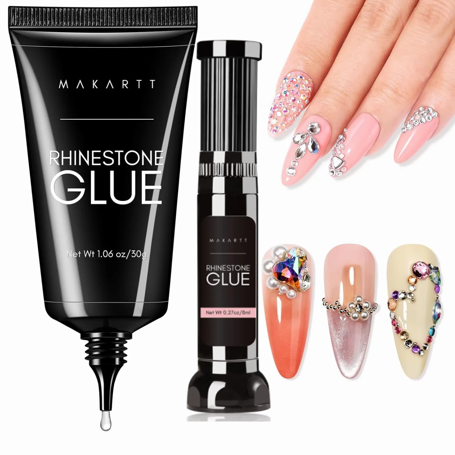 Makartt Nail Rhinestone Glue, Gel Nail Glue for Rhinestones for 3D Design Super Strong Adhesive Nail Gem Glue for Christmas DIY