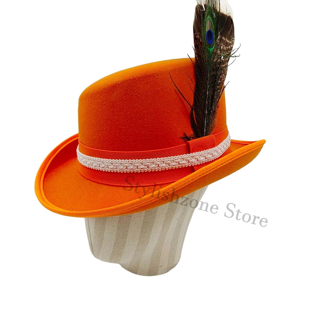 

Men's Fedora Hat Colorful Sloping Top Gentleman British Show Party Hat
