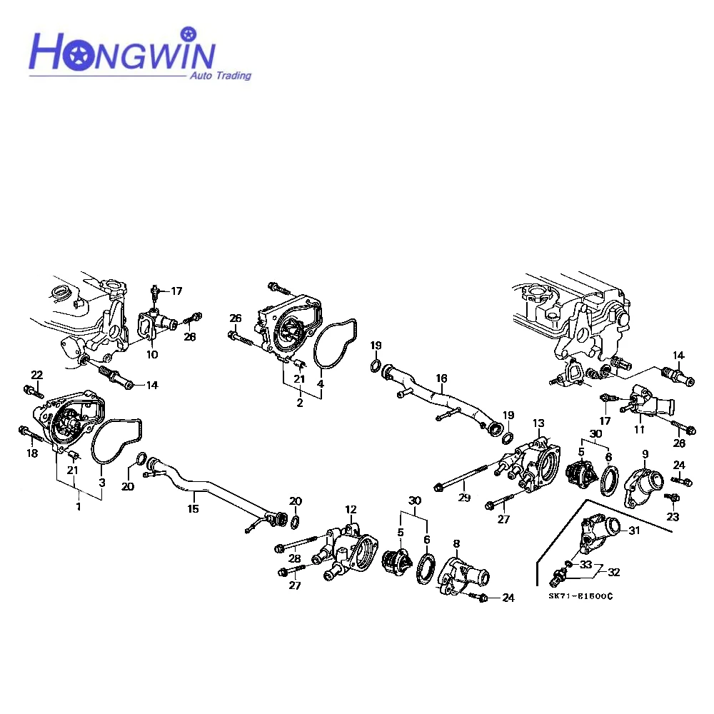 Water Outlet 19315 PM3 000 for Honda CRX Civic