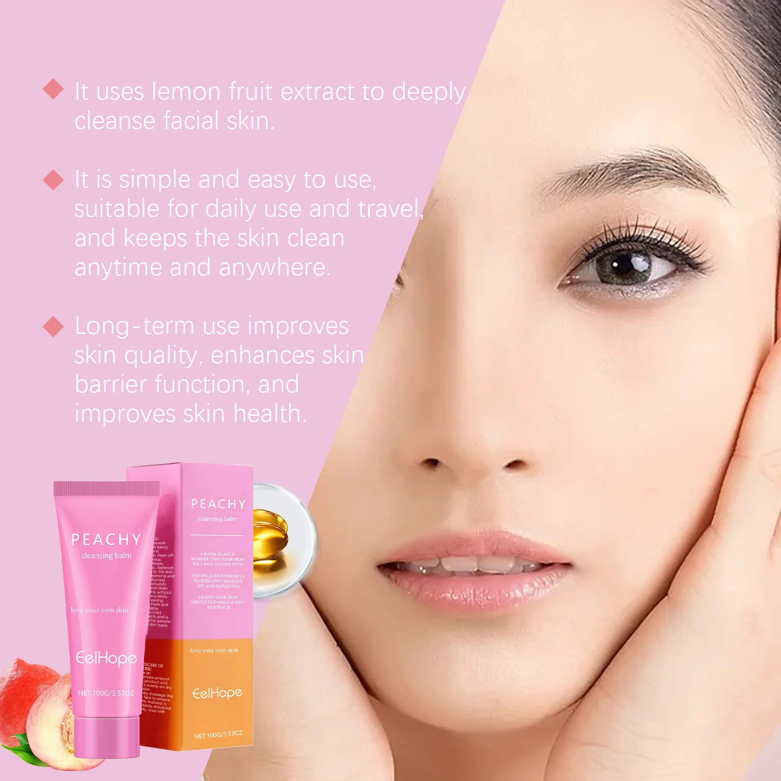 EELHOPE Peach Makeup Remove Cream Deeply Cleaning Dissolve Makeup Moisturizing No Tight Delay Aging Mild Makeup Remove Cream