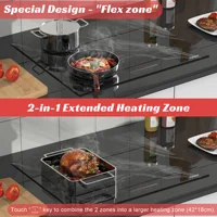 Встроенная индукционная варочная панель Karinear с 4 конфорками, мраморной вилкой и Flexzone, 3500 Вт, с сенсорным управлением, наклонником и предохранительным замком — изображение 6