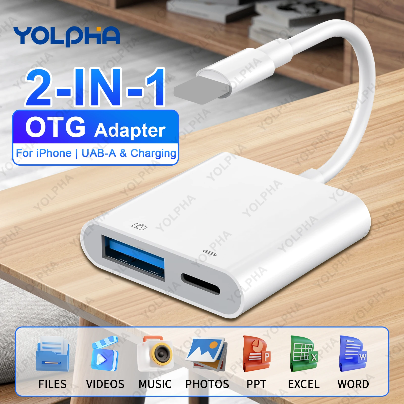 2-in-1 유형 C OTG 어댑터 C-USB(충전 포트 포함) 변환기는 iPhone15와 호환되는 마우스 USB 플래시 드라이브 카메라를 연결합니다.