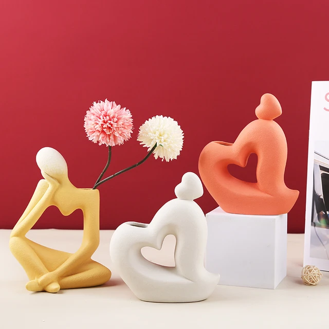 Anatomical Heart Shape Flower Vase Resin Valentine Gift Containrs Sculpture  Desktop Plant Pot Home Decor Table Ornament Modern - AliExpress