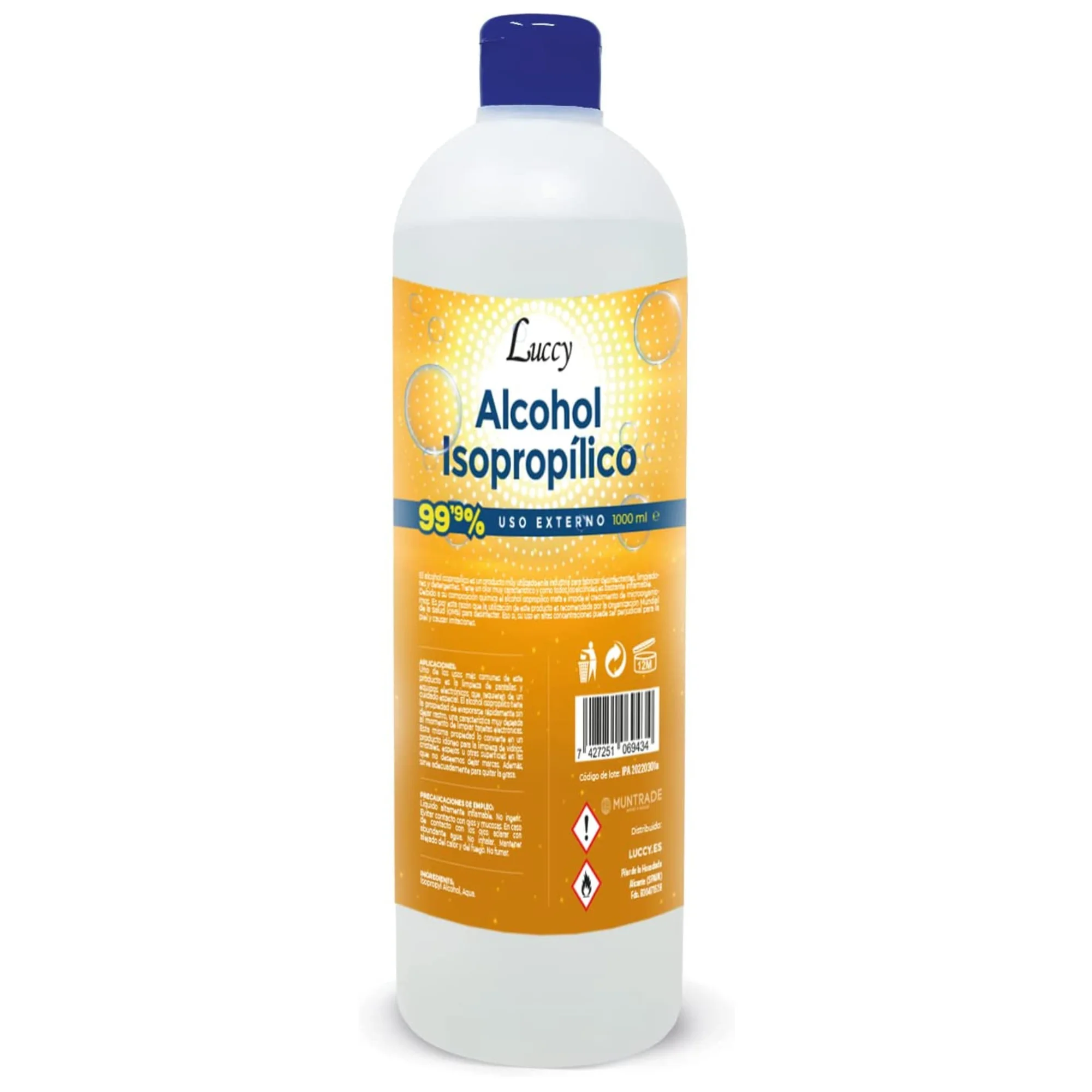 Luccy Isopropanol 99,9% |   Alcool isopropylique 99,9% |   Nettoyer les composants électroniques, les lentilles, les écrans, les surfaces