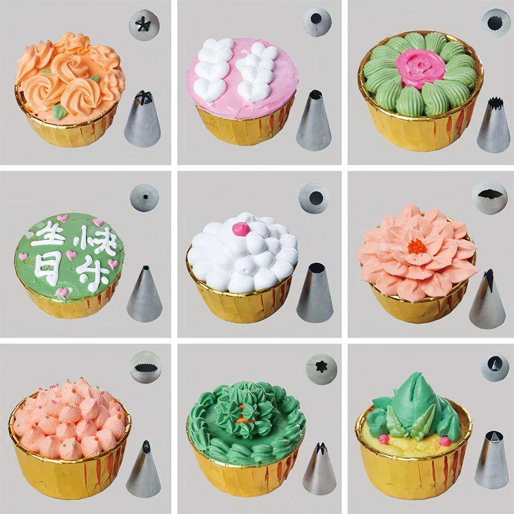 15/18/19PCS Stainless Steel Nozzle Tips DIY Cake Decorating Tool kit EVA Lcing Piping Cream Pastry Bag With Cream Scraper