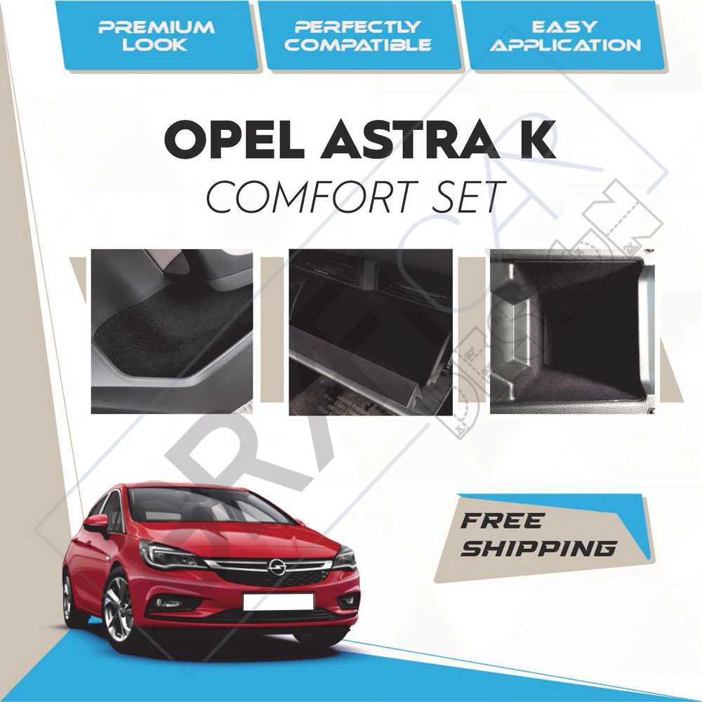 

For Opel Astra K Comfort Set , Storage Compartments Anti-Vibration Soundproofing Coating, Self-Adhesive Perfectly Matched Laser Cut,Easy Application,Long lasting,Resistant,Car-Specific Accessory