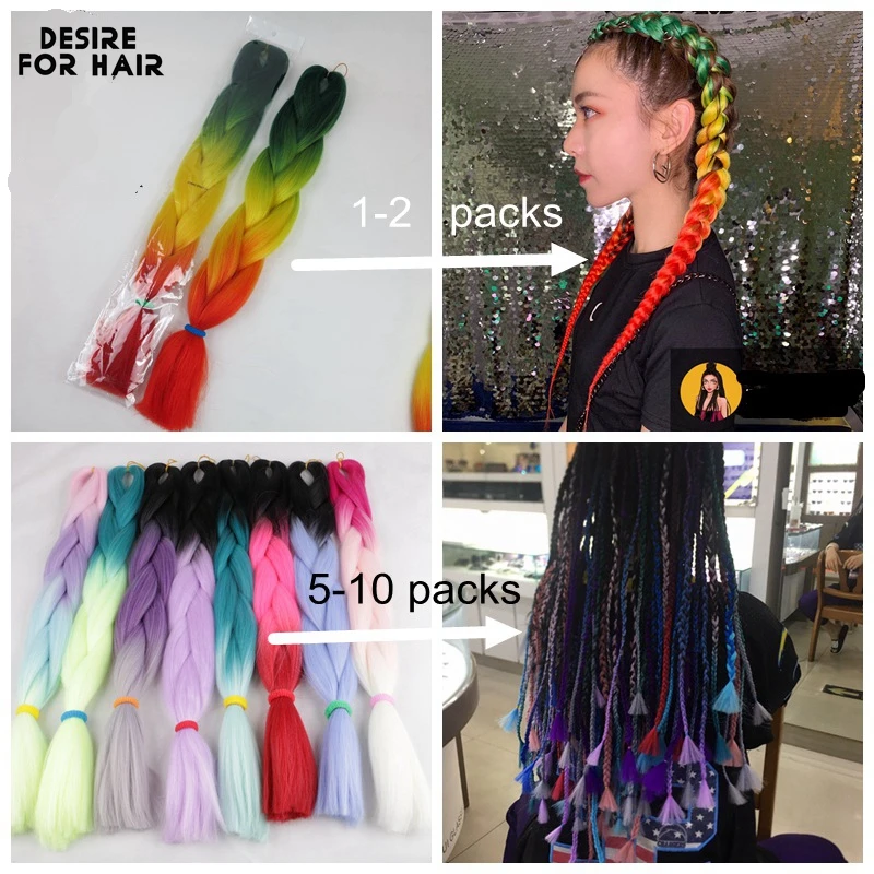 24inch 100g Glowing Hair Extensions Synthetic Jumbo Braids Shining Braiding Hair Glow Braid For Kids Event Party