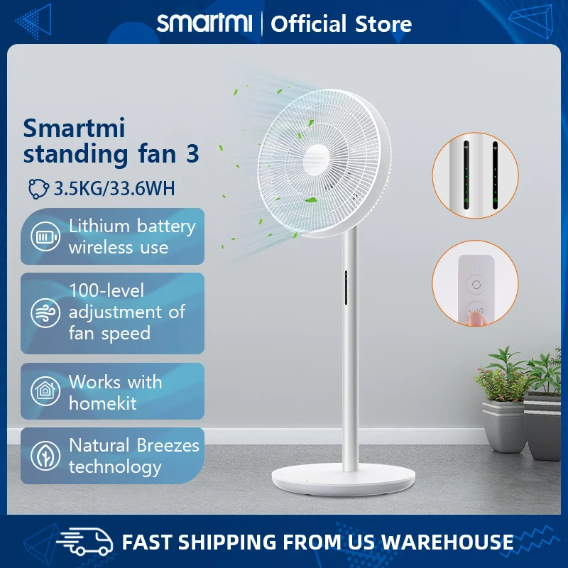 Smartmi Floor Fan 3, Portable Standing 