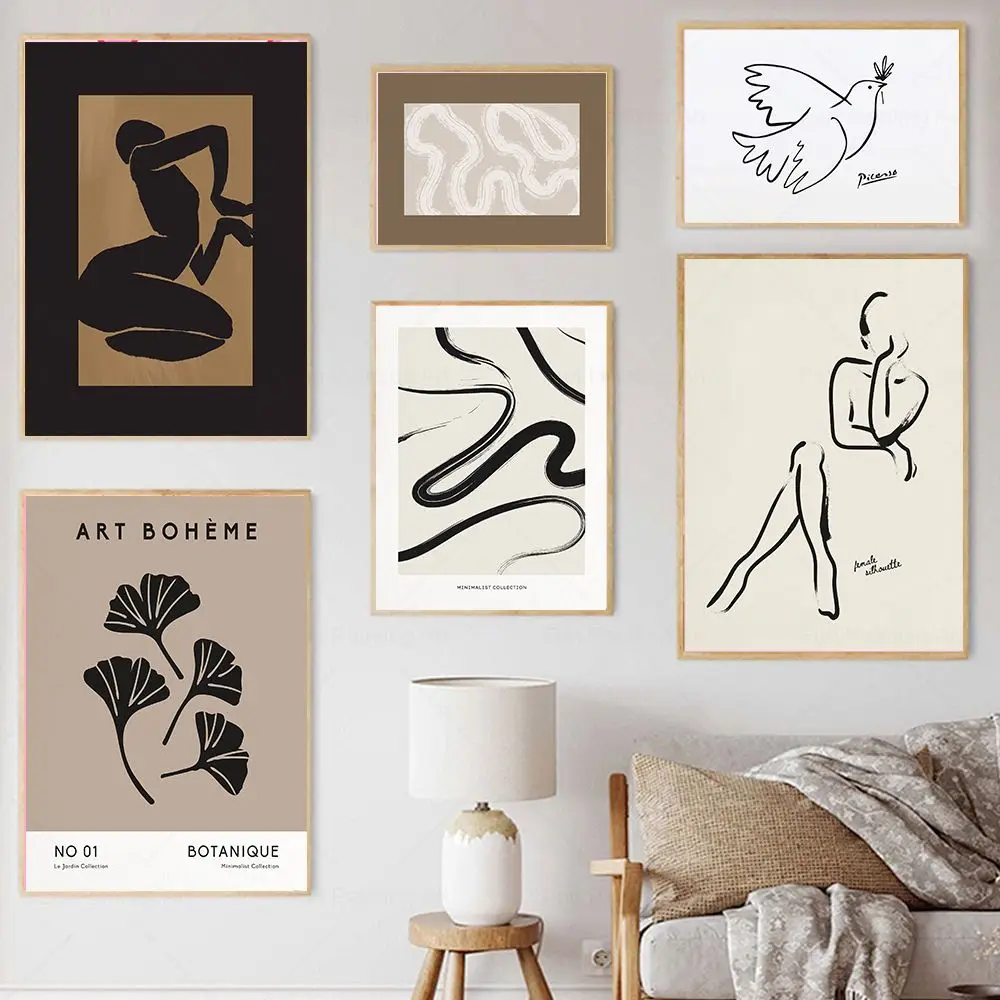 

Abstract Bohemian Wall Art Poster Print Vintage Matisse Picsso Canvas Painting Nordic Wall Pictures for Living Room Home Decor