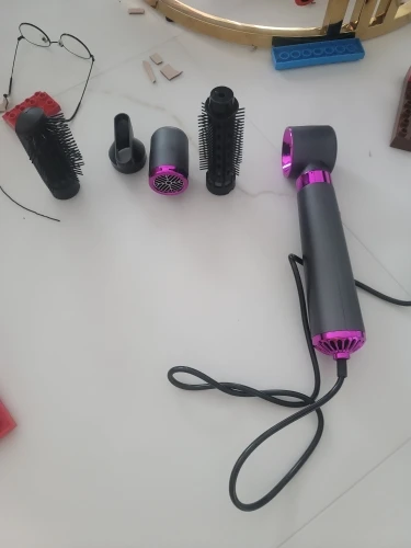 New 5 In 1 Electric Hair Dryer Hot Air Brush Multifunctional Hair Straightener Negative Ion Curler Blow Dryer Styling Set photo review