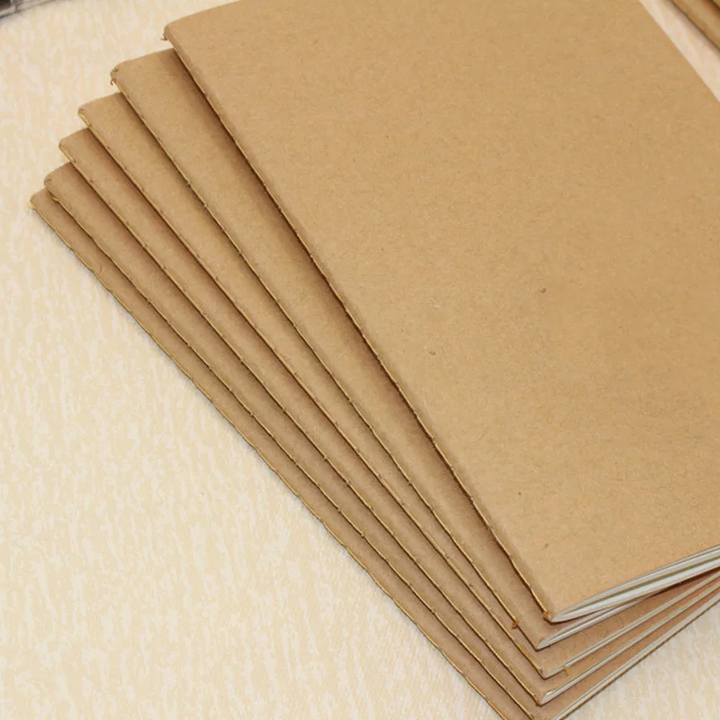 10PCS Kraft Paper Stitched Lined Notebooks 2