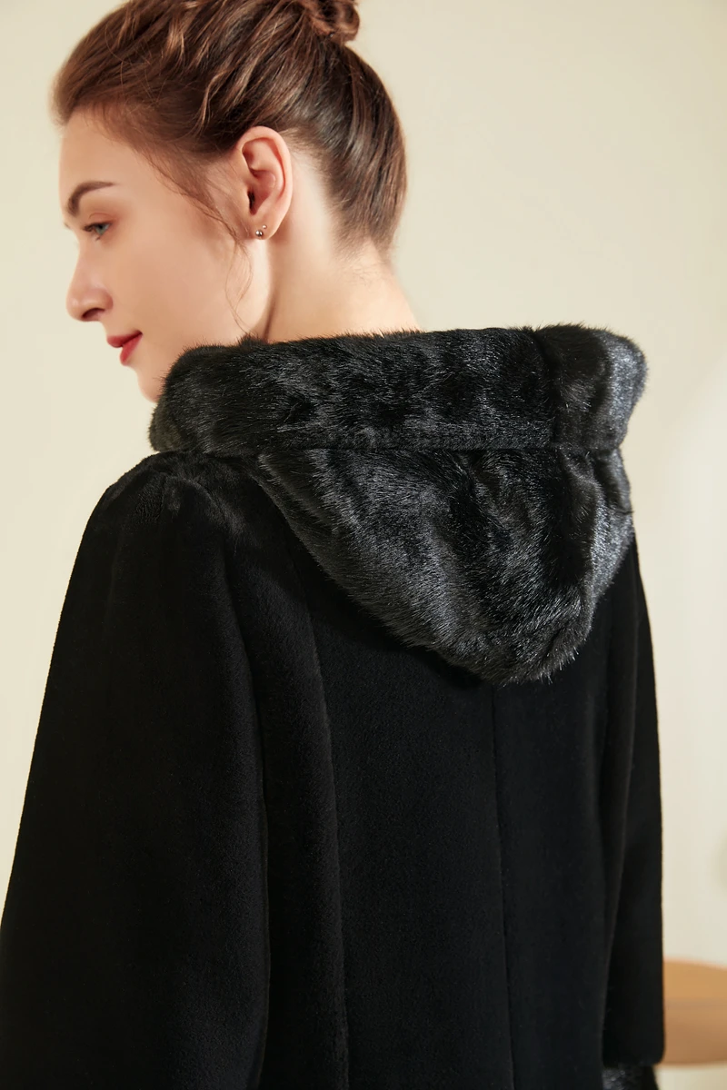 Women Fleece Jacket  Fall and Winter Fashion Faux Fur Coat Long Fuzzy Hood Fluffy Sherpa Overcoat Women's Fur Coat