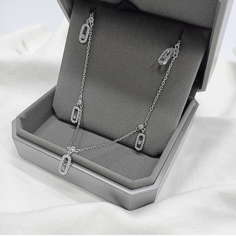 Fashion Chain Necklace For Women Ladies Light Luxury Design Inlaid Zirconia 925 Sterling Silver Bracelet Necklaces Party Gift