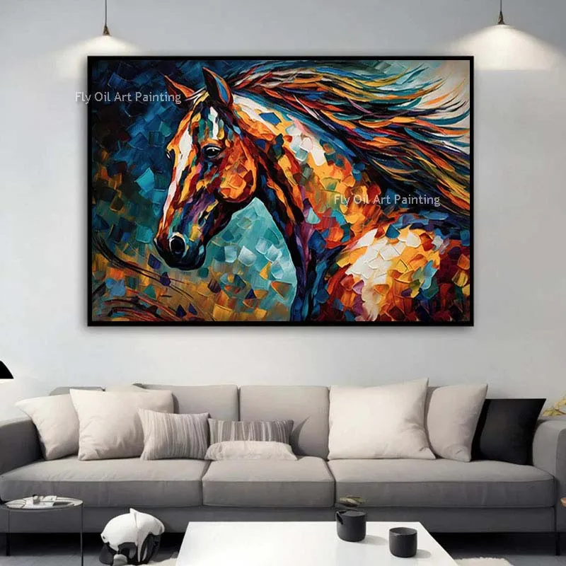 

Gentle Horse Handsome Horse Oil Painting Impression Animal Canvas Wall Art Decor For Home Unframed Modern Brown Horse Artwork