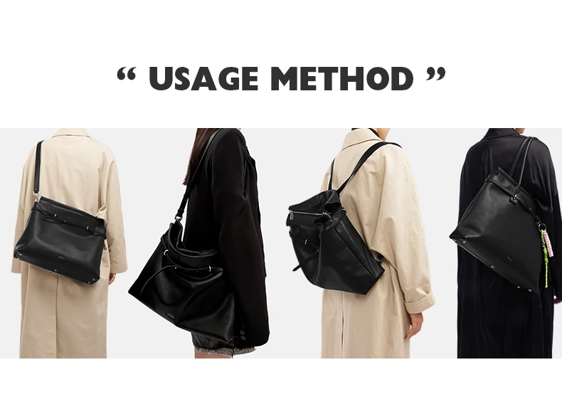 Front angle of compact leather tote