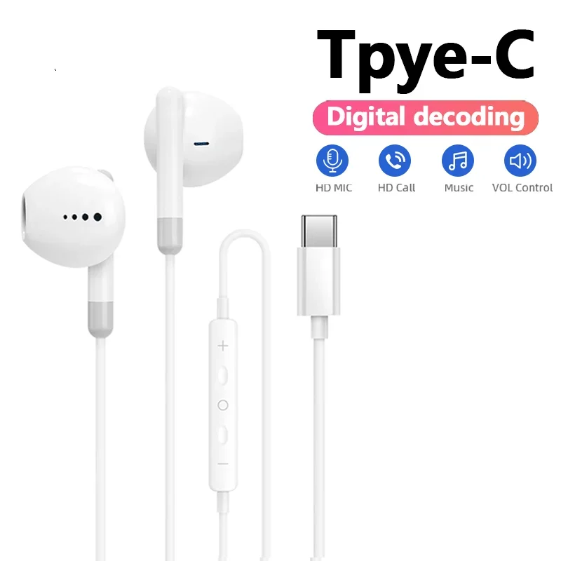 Auricolari Cablati Originali per Apple iPhone 17 15 16 Pro Max, Cuffie In-Ear Type-C per Samsung, Xiaomi, Vivo, OPPO OnePlus - Image 2