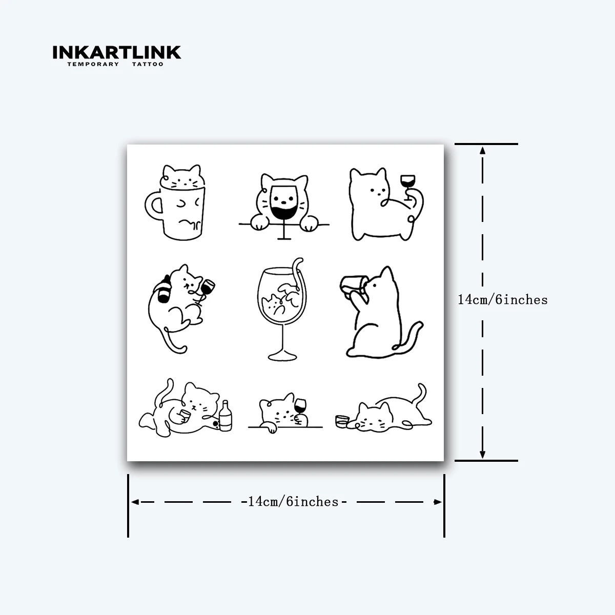 Simple cute kitten Temporary Tattoo,Lasts To 15 Days New Technology Magic Waterproof Semi Permanent Sticker. 4