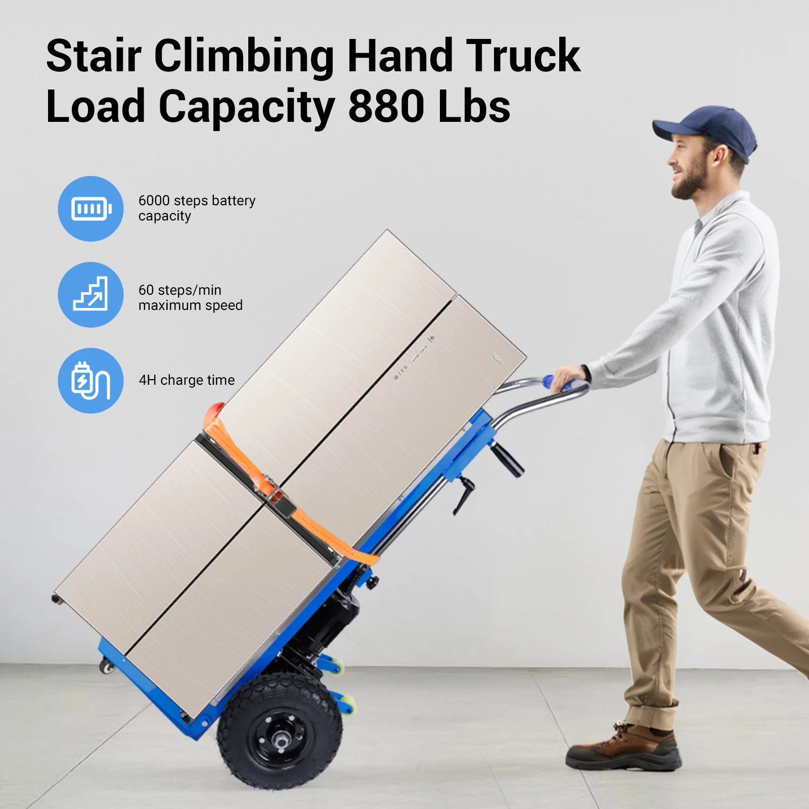 Heavy Duty Electric Stair Climbing Hand Truck Dolly Cart 880 Lb Capacity for Easy Transport of Heavy Objects up And down Stairs 2