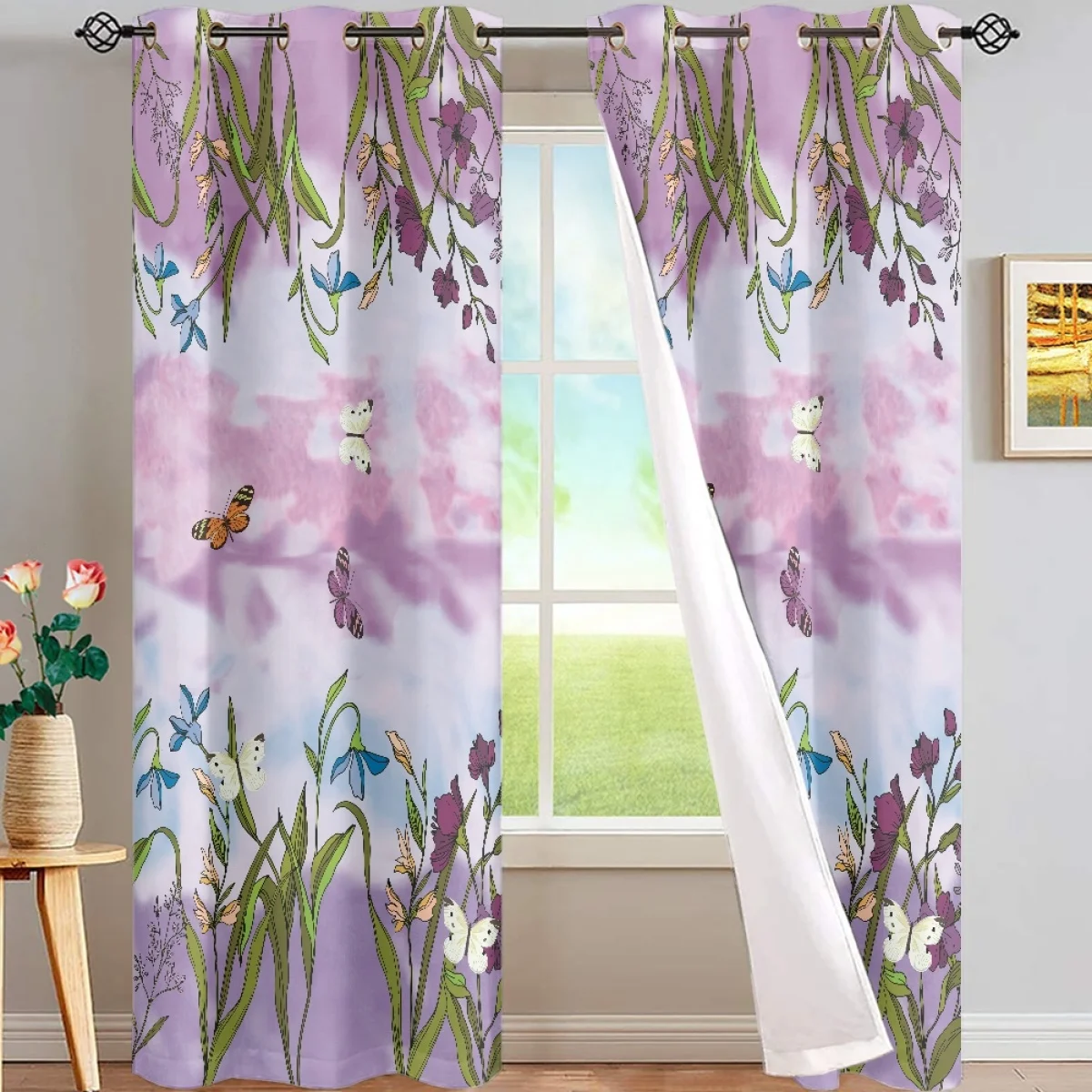 

Thermal Transfer Printing Process Fully Shaded High Quality Materials Silk Satin Fabric Drapes Hotel Apartment Bathroom Curtains