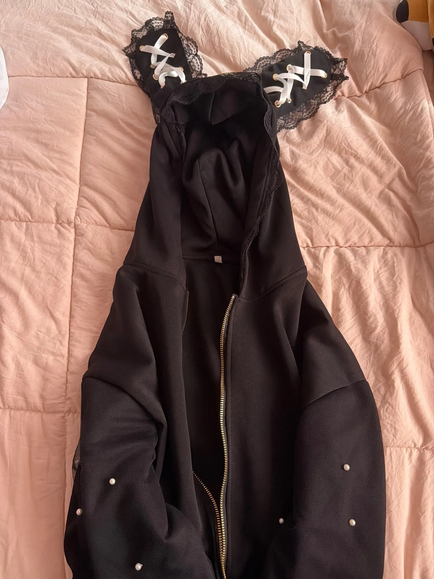 Rabbit Eared Cardigan Hoodie - Cutecore Aesthetic photo review