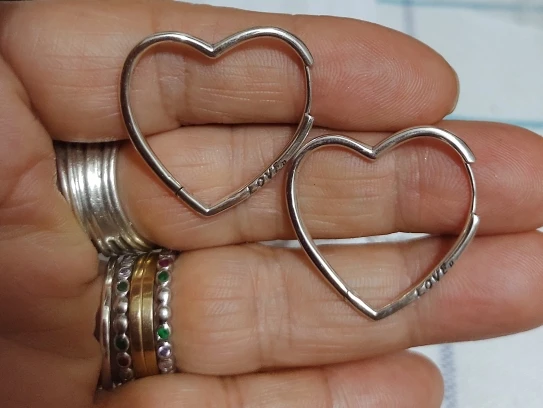 Silver Earrings 925 - heart hoop