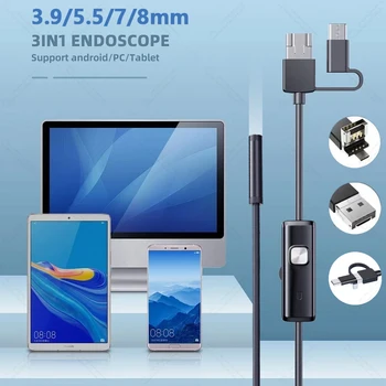 3.9/5.5/7.0/8mm 1080P 3in1 Single Dual Lens Endoscopic Inspection Tool Camera Piping Endoscope For Android Mobile Smartphone Car 1